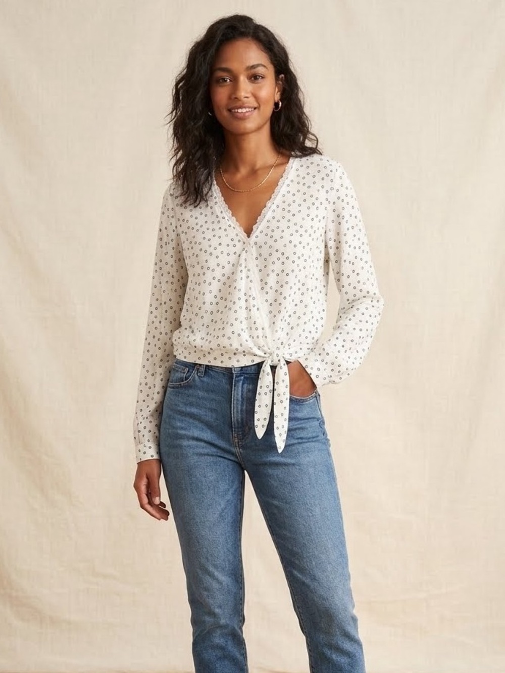 Abercrombie & Fitch Ditsy Floral Wrap Front Blouse Size XL